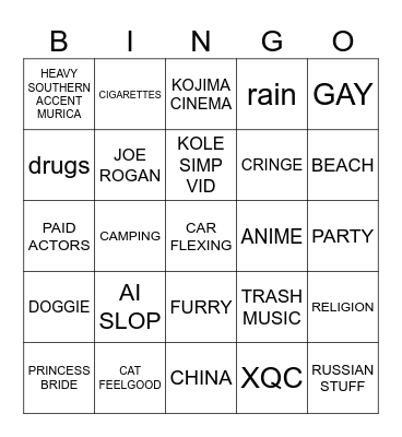 SHORTS Bingo Card