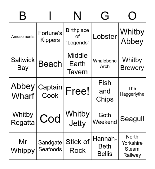 Whitby Bingo Card