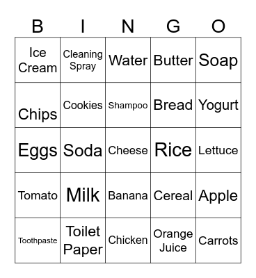 SUPERMARKET Bingo Card