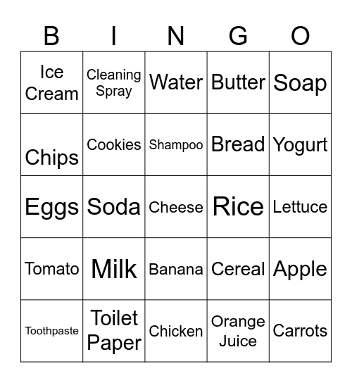 SUPERMARKET Bingo Card
