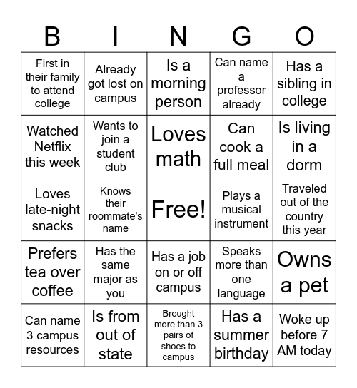 CTX Get TO Know You Bingo Card