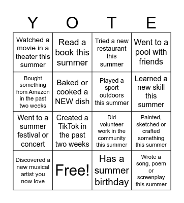 Boot Camp Bingo 2025 Bingo Card