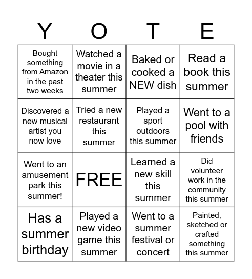 Boot Camp Bingo 2025 Bingo Card