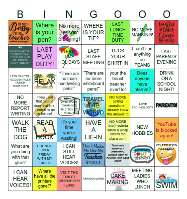 Julia's Teacher Retirement Bingo! Bingo Card