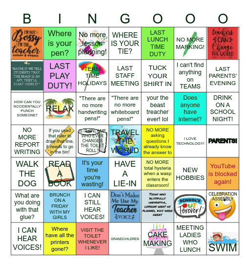 Julia's Teacher Retirement Bingo! Bingo Card