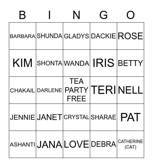 LADIES TEA PARTY 2013 Bingo Card