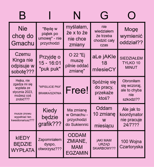 CZARCIE MNK Bingo Card