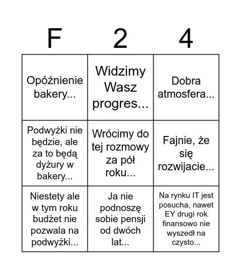 Spotkanie półroczne Bingo Card