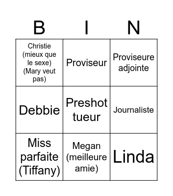 Fear Street 1988 Bingo Card