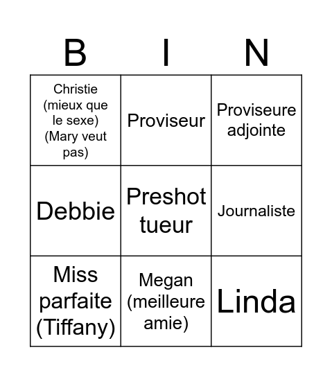 Fear Street 1988 Bingo Card