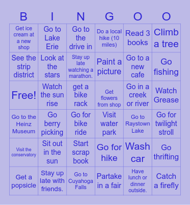 Summer Bingo Card