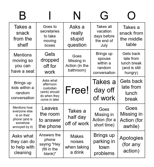 Summer Cleaning Bingo (If you know, you know) Bingo Card