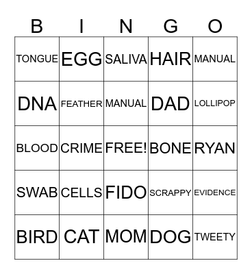 DNA Bingo Card
