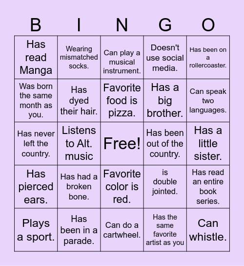 Find Someone Who... Bingo Card