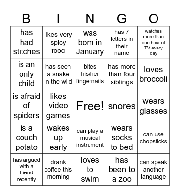 Find someone who... Bingo Card