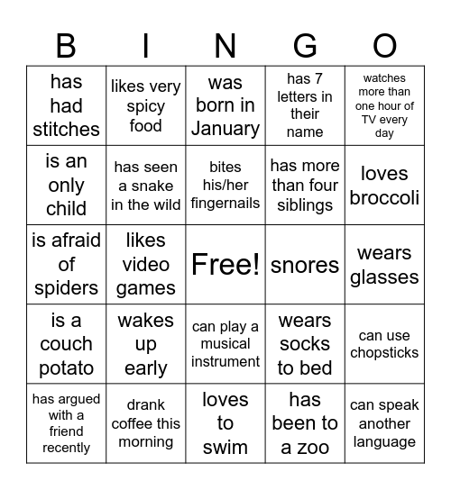 Find someone who... Bingo Card