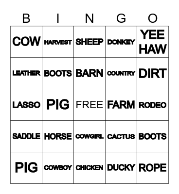 COWGIRL #37 Bingo Card