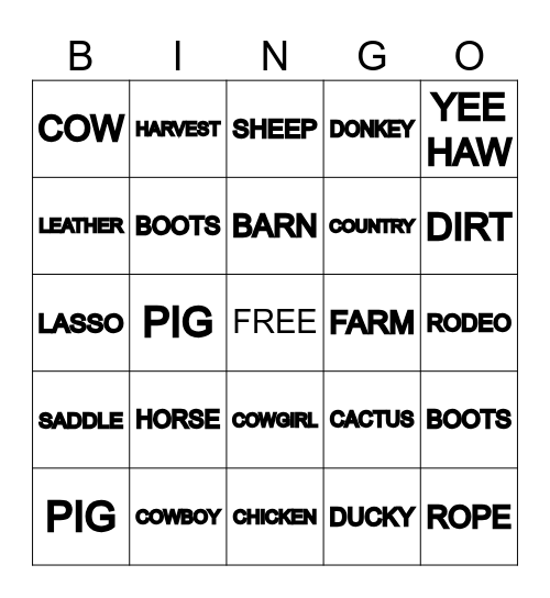COWGIRL #37 Bingo Card
