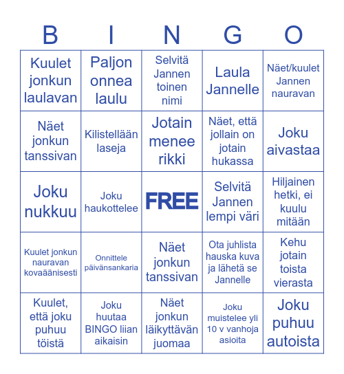 JH 50 v Bingo Card