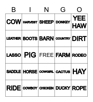 COWGIRL #37 Bingo Card