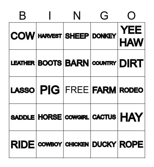 COWGIRL #37 Bingo Card