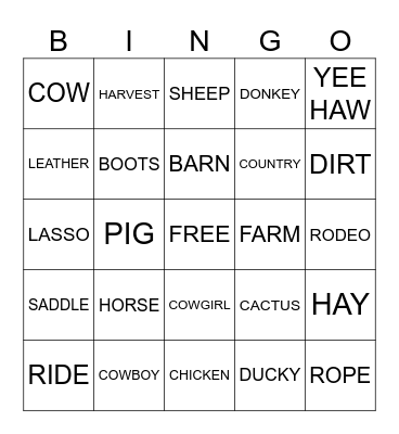 COWGIRL #37 Bingo Card