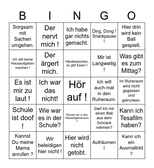 Hort Bingo 2 Bingo Card