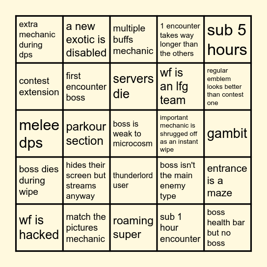 ur mom Bingo Card