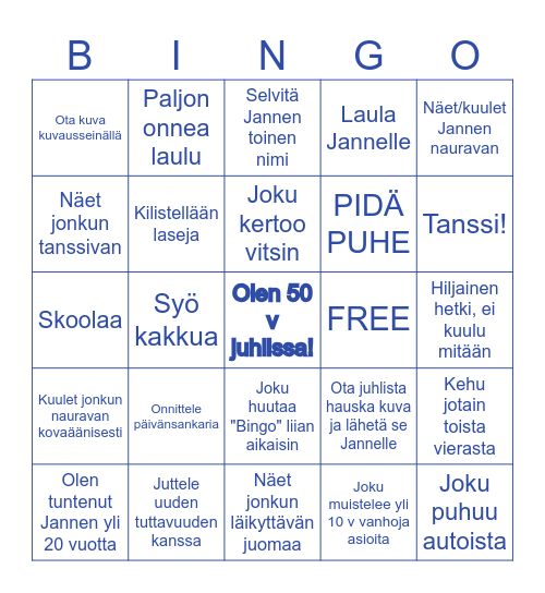 JH 50 v Bingo Card
