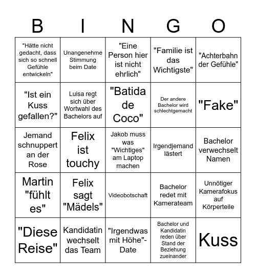 Se Bachelors 2025 Bingo Card