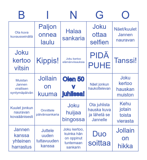 JH 50 v Bingo Card