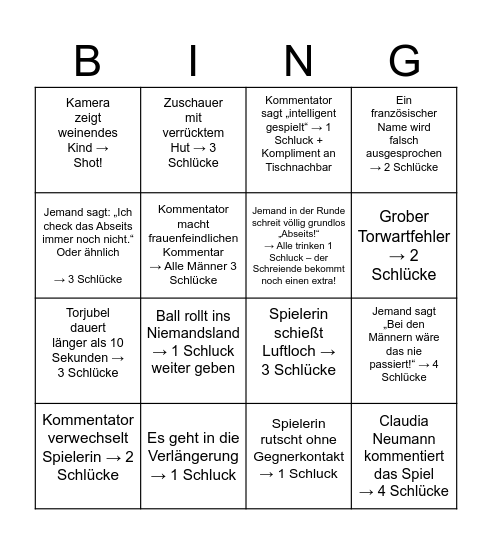 Fußball Bingo Card