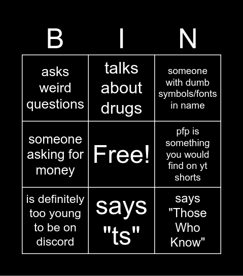 Phonebooth Bingo Card