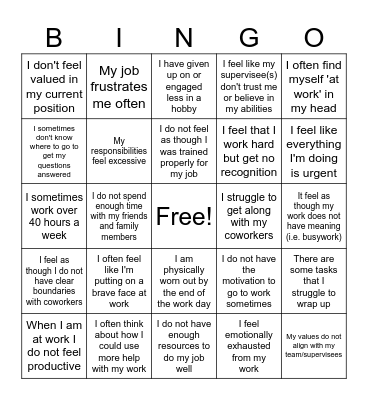 LCD Burnout Bingo Card