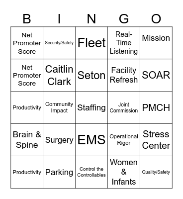Central Leadership Bingo Card