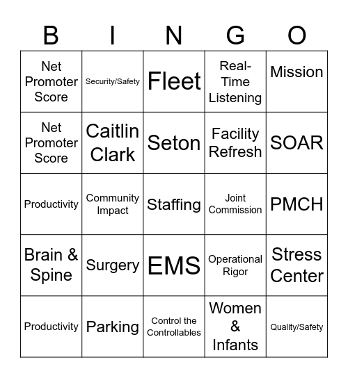 Central Leadership Bingo Card