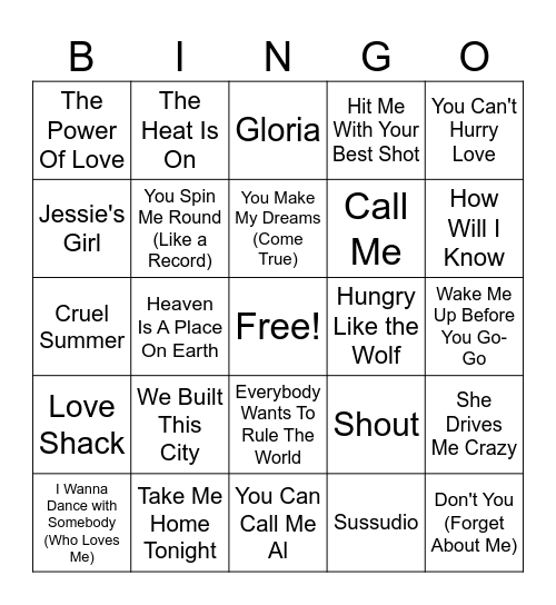 27MB Pop Classics Round 2 Bingo Card