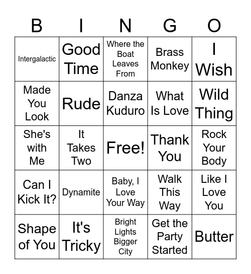 27MB Mix Hits Round 4 Bingo Card