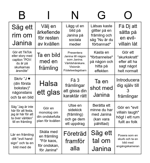 Birthday Bingo Card
