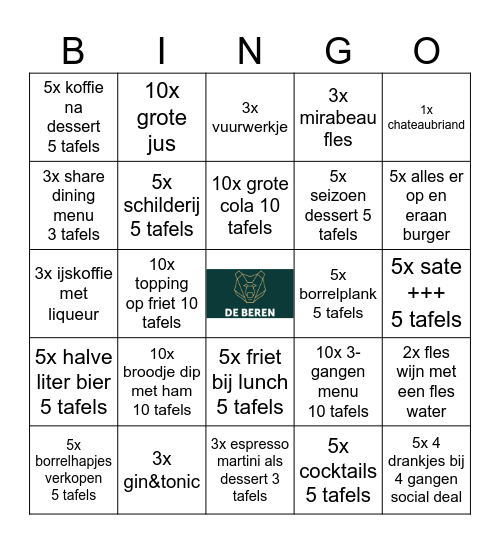 De Beren Bingo Card