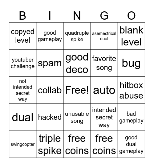 recent tab bingo Card