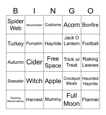 Hello Fall Bingo Card