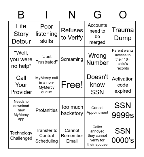 Play MyMercy Bingo! Bingo Card