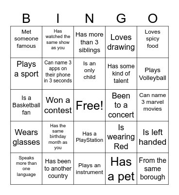 Human BINGO! Bingo Card