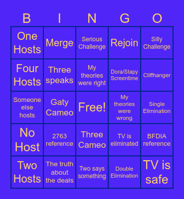 TPOT 19 Bingo Card