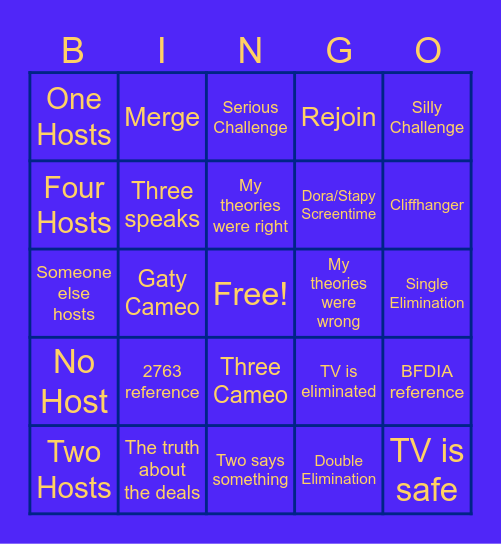 TPOT 19 Bingo Card