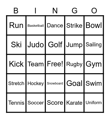Sports Bingo Card