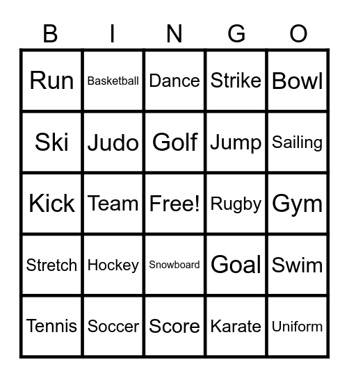 Sports Bingo Card