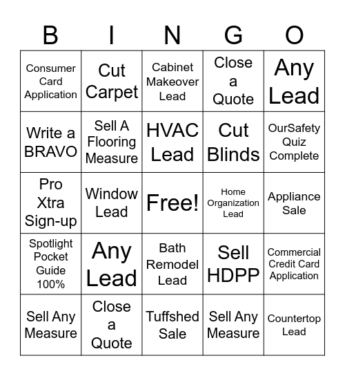 Close Quote Bingo Card