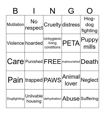 Fight 4 What Is Right Bingo Card